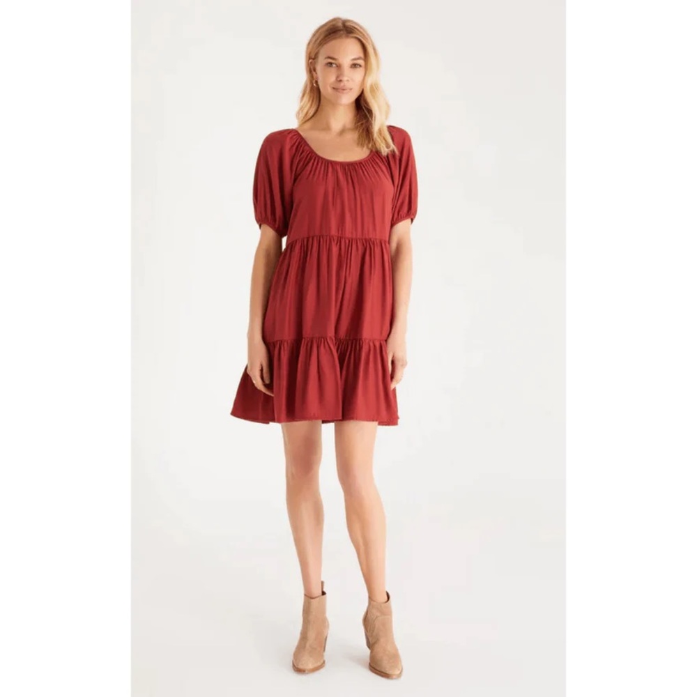 Z-SUPPLY Kylie Tiered Mini Dress in Red - Picture 2 of 8